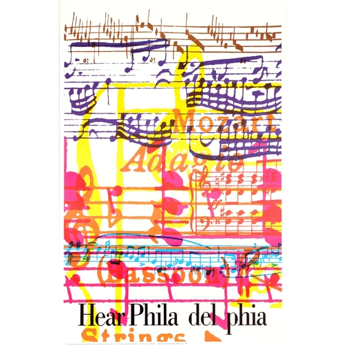 145 - Advertising Poster Hear Philadelphia Music Strings. Original vintage poster promoting music in the c... 