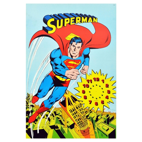 148 - Advertising Poster Superman Clock DC Comics. Original vintage Superman poster featuring the iconic A... 