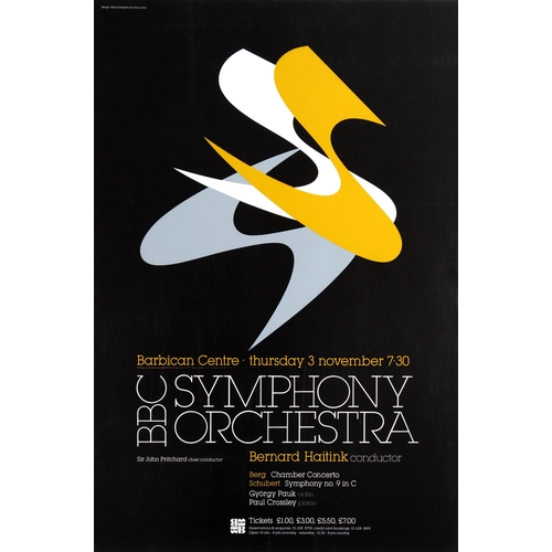 156 - Advertising Poster BBC Orchestra Hans Schleger Modernism Barbican London. Original vintage advertisi... 