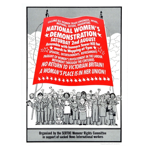 157 - Advertising Poster National Women Demonstration UK Strike Rupert Murdoch Wapping. Original vintage p... 