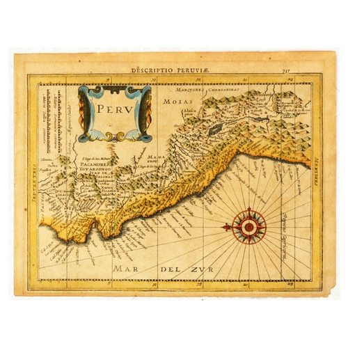 171 - Antique Engraving Poster Peru Antique Map Mercator Hondius. Original antique map of Peru - Descripti... 