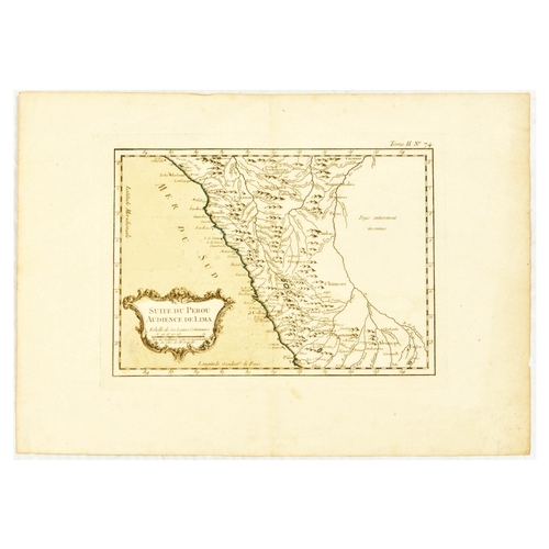 174 - Antique Engraving Poster Map Continuation Of Peru Audience Of Lima. Original antique map Continuatio... 