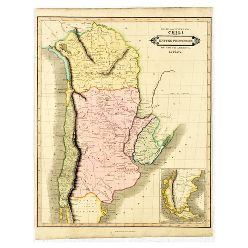 181 - Antique Engraving Poster Map Chili Upper Provinces. Original antique map depicting the regions of Bo... 