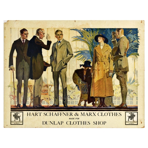 19 - Advertising Poster Hart Schaffner Marx Clothes Art Deco Fashion Palm Trees. Original vintage adverti... 