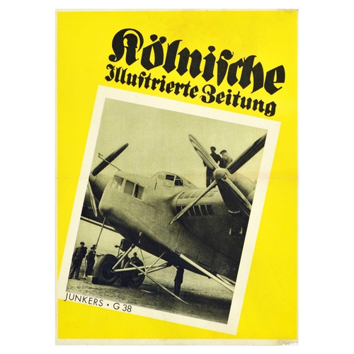 24 - Advertising Poster Kolnische Illustrierte Zeitung Junkers G38 Plane. Original vintage advertising po... 