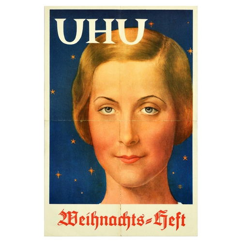 26 - Advertising Poster Uhu Magazine Christmas Booklet. Original vintage advertising poster for UHU Weihn... 
