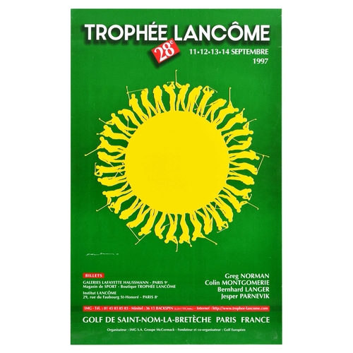 287 - Sport Poster Trophee Lancome Golf Tournament Golfer Sun Flower 1997. Original vintage sport poster f... 