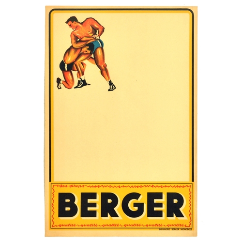 57 - Advertising Poster Anisade Berger Liquor Drink Aperitif Wrestling. Original vintage advertising post... 