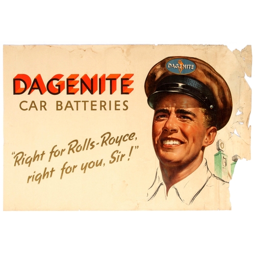62 - Advertising Poster Dagenite Car Batteries Rolls Royce. Original vintage advertising poster promoting... 