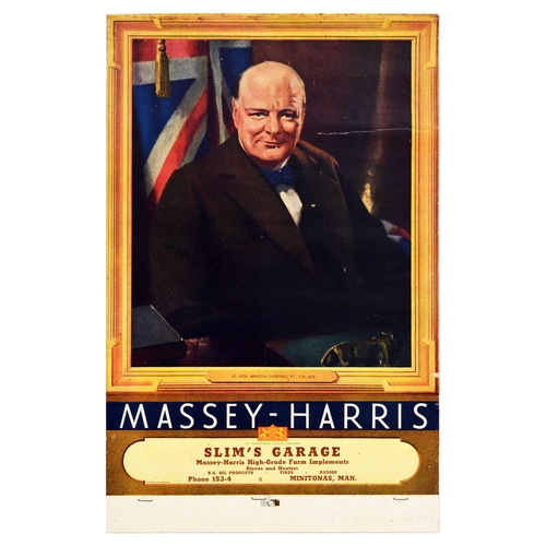 12 - Advertising Poster Winston Churchill Massey Harris Farm Equipment. Original vintage advertising post... 