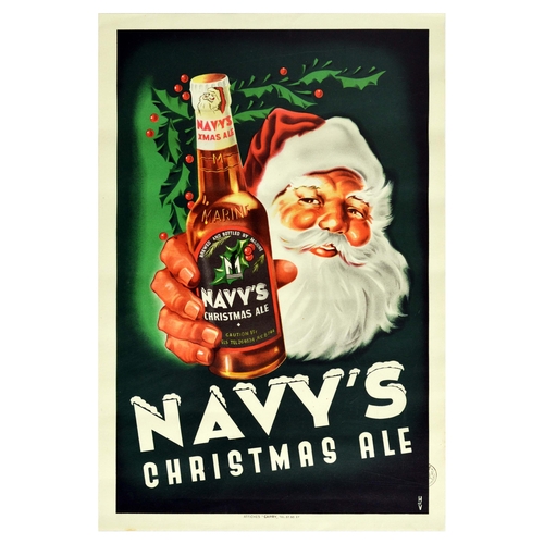 23 - Advertising Poster Navys Christmas Ale Santa Claus Beer. Original vintage advertising poster for Nav... 
