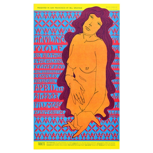 26 - Advertising Poster Howling Wolf Big Brother The Holding Company Harbinger Complex Fillmore. Original... 