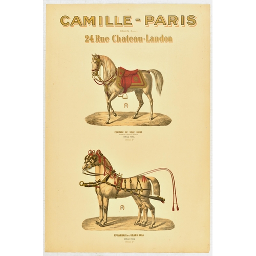 3 - Advertising Poster Camille Paris Horse Harness. Original antique advertising poster for a French man... 