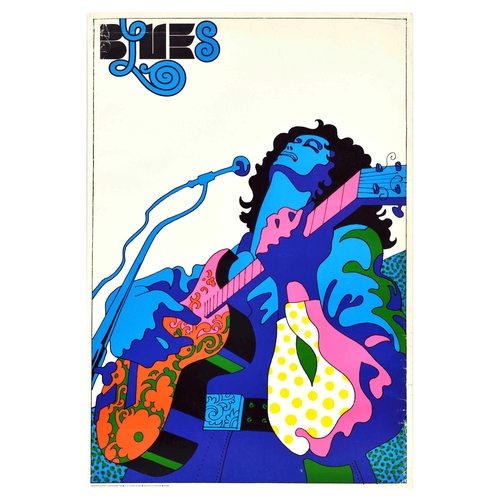 51 - Advertising Poster Blues Music Hippy Psychedelic. Original vintage advertising poster Blues featurin... 