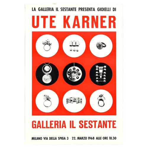 58 - Advertising Poster Ute Karner Jewellery Exhibition Silverwork. Original vintage advertising poster f... 