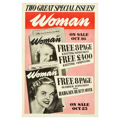 8 - Advertising Poster Woman Special Issue Magazine. Original vintage advertising poster for Woman magaz... 