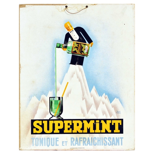 9 - Advertising Poster Supermint Art Deco. Original vintage advertising poster board for Supermint � Ton... 