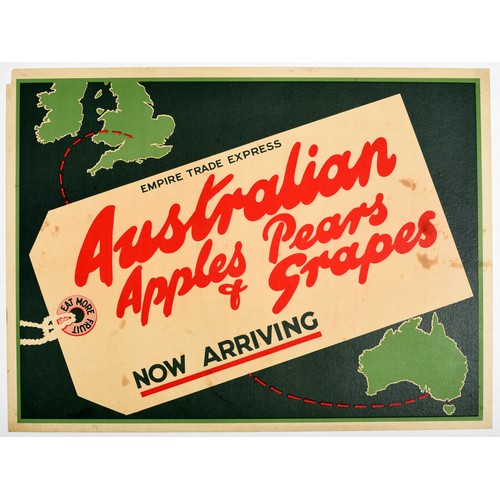 10 - Advertising Poster Australian Apples Pears Grapes Empire Trade. Original vintage food advertising po... 