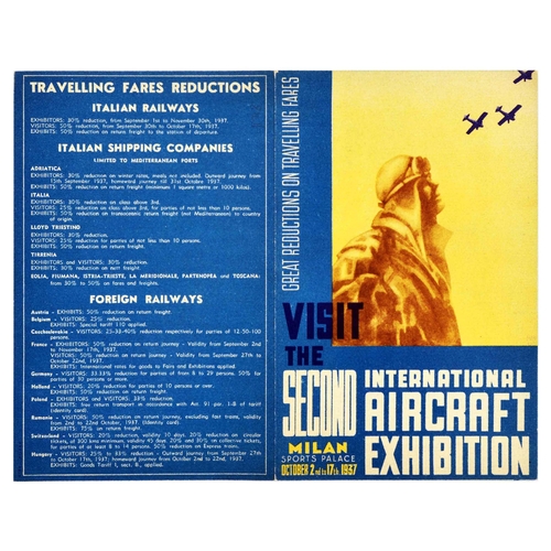 13 - Advertising Poster Art Deco Milan Aircraft Exhibition Pilot Italy. Original vintage advertising flye... 