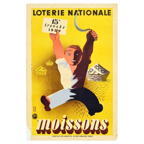 16 - Advertising Poster Loterie Nationale Moissons Harvest Lottery. Original vintage poster for the Frenc... 