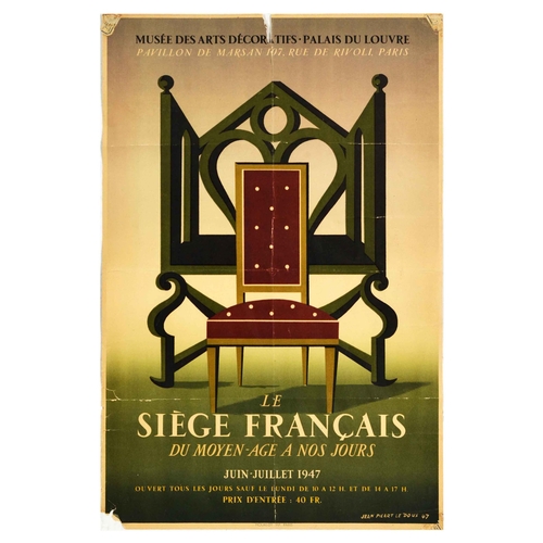 19 - Advertising Poster French Headquarters Louvre Exhibition Jean Picard le Doux. Original vintage adver... 