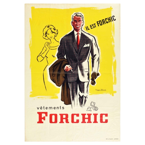 31 - Advertising Poster Forchic Mens Fashion Clothing Style. Original vintage advertising poster for Forc... 