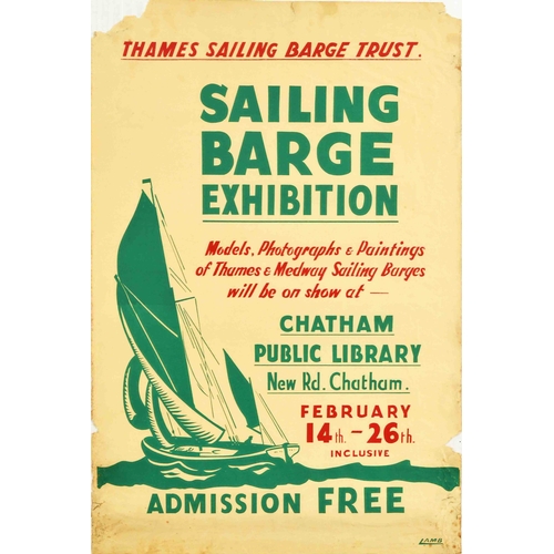 33 - Advertising Poster Thames Sailing Barge Exhibition London Chatham Sailboat. Original vintage adverti... 