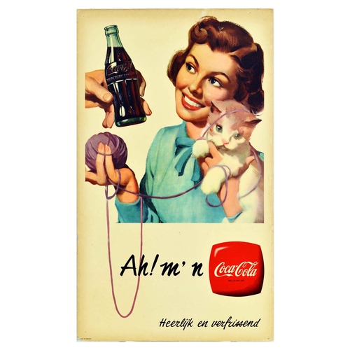 36 - Advertising Poster Coca Cola Cat Kitten Drink Pinup Belgium. Original vintage advertising poster for... 