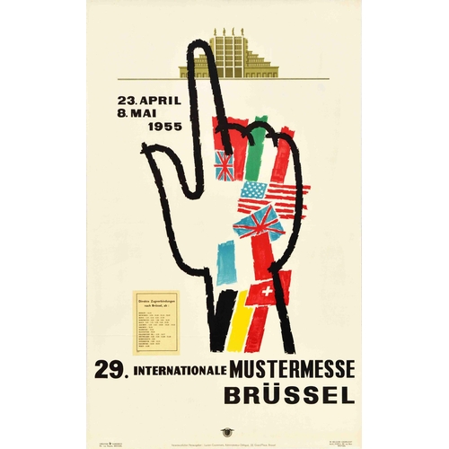 51 - Advertising Poster Brussels International Sample Fair Mustermesse. Original vintage advertising post... 