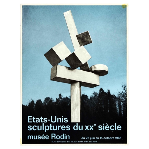 56 - Advertising Poster USA Sculpture 20th Century Rodin Museum Exhibition. Original vintage advertising ... 