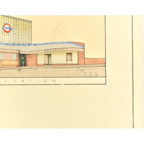12 - London Underground Poster Northolt Station Art Deco Architecture GWR Brian Lewis. Original hand draw... 