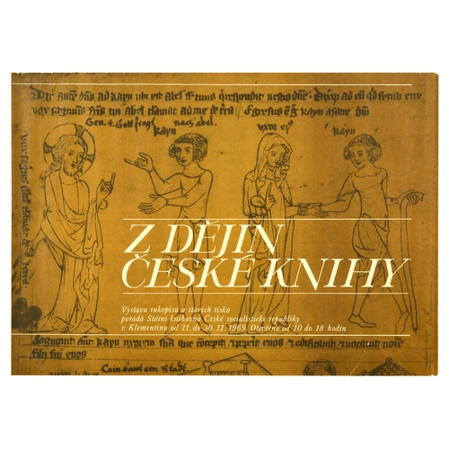 134 - Advertising Poster Czech Manuscripts Prints Exhibition Cain Abel Eve. Original vintage advertising p... 