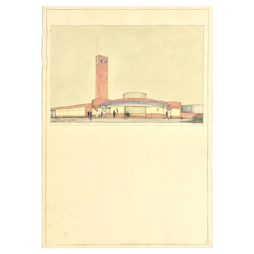 15 - London Underground Poster Hanger Lane Station Art Deco Architecture GWR Brian Lewis. Original hand d... 