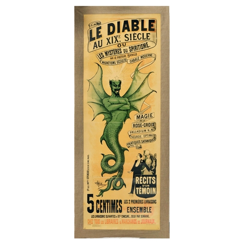 166 - Advertising Poster Le Diable Devil Spiritism Occult Cabala Satanism. Vintage reproduction of an anti... 