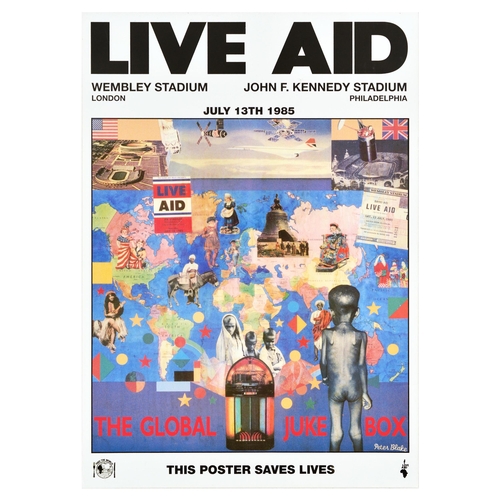 180 - Advertising Poster Live Aid Music Concert Wembley Philadelphia. Original vintage advertising poster ... 