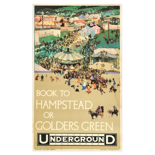 32 - London Underground Poster Hampstead Golders Green. Vintage reproduction of a c.1912 London Undergrou... 