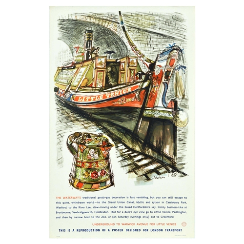 33 - London Underground Poster Waterways LT Little Venice Boat Canal. Vintage official reproduction of a ... 