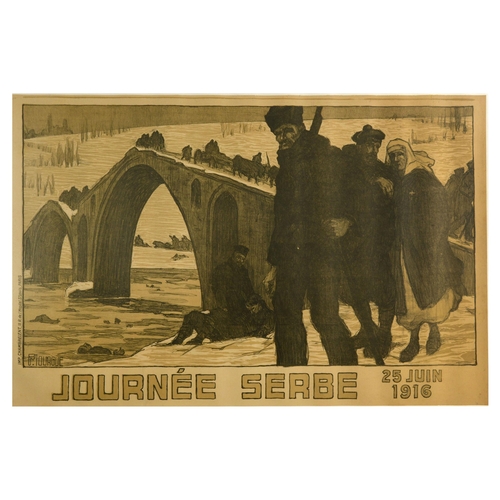375 - War Poster Journee Serbe Serbia Day WWI France. Original antique World War One poster titled Journee... 