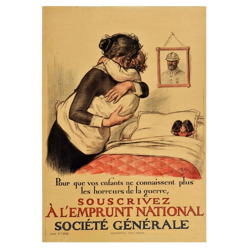 382 - War Poster Emprunt Societe Generale WWI War Loan Bonds Horrors Of War. Original antique World War On... 