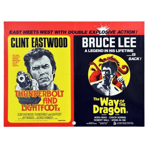 436 - Film Poster Bruce Lee Clint Eastwood Way Of the Dragon Thunderbolt Lightfoot. Original vintage doubl... 