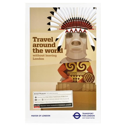 75 - London Underground Poster British Museum Travel Around The World TFL. Original travel poster Travel ... 