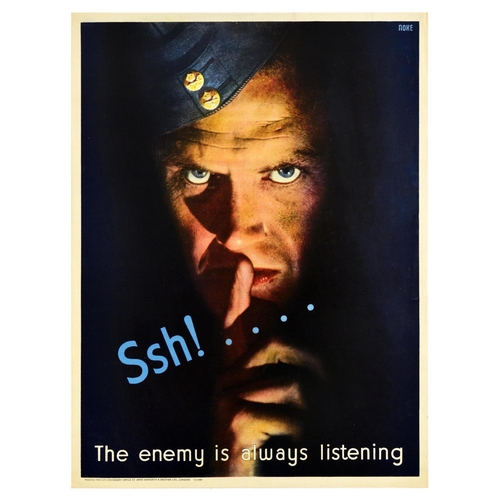 452 - War Poster Enemy Is Always Listening Careless Talk WWII UK. Original vintage World War Two poster - ... 