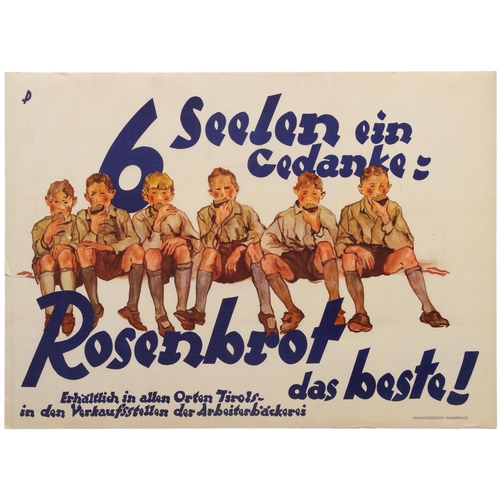 19 - Advertising Poster Rosenbrot Best Bread Loaf Austria. Original vintage advertising poster for Rosenb... 