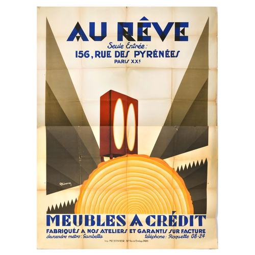 20 - Advertising Poster Meubles Furniture Credit Art Deco Au Reve . Original vintage advertising poster f... 