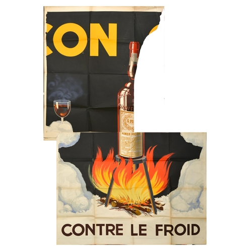 21 - Advertising Poster Picon Chaud Amer Picon Alcohol Drink . Two parts of a six sheet poster. Original ... 
