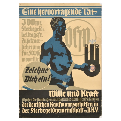 28 - Advertising Poster DHV Deed Insurance Eine Hervorragende Tat. Original vintage advertising poster fo... 