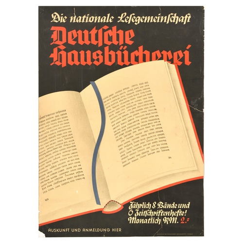 30 - Advertising Poster Deutsche Hausbucherei German Reading Community. Original vintage advertising post... 