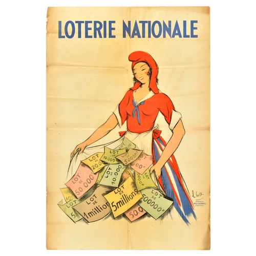 31 - Advertising Poster Loterie Nationale Dress France Money National Lottery. Original vintage advertisi... 