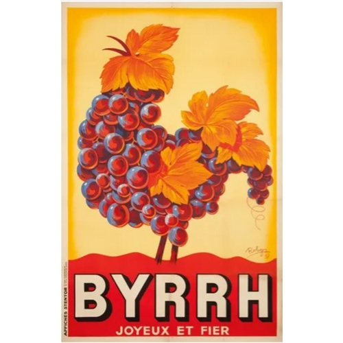 44 - Advertising Poster Byrrh Quinaquina Aperitif Alcohol Drink Grapes. Incomplete poster, 2 sheets of th... 
