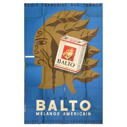 52 - Advertising Poster Balto Cigarettes Fix Masseau American Blend Tobacco Smoking. Original vintage adv... 